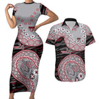Essendon Bombers NAIDOC Week 2026 Couples Matching Short Sleeve Bodycon Dress and Hawaiian Shirt Australian Aboriginal Dot Art Dreamtime Pattern Style