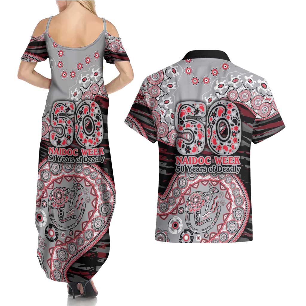 Essendon Bombers NAIDOC Week 2026 Couples Matching Summer Maxi Dress and Hawaiian Shirt Australian Aboriginal Dot Art Dreamtime Pattern Style