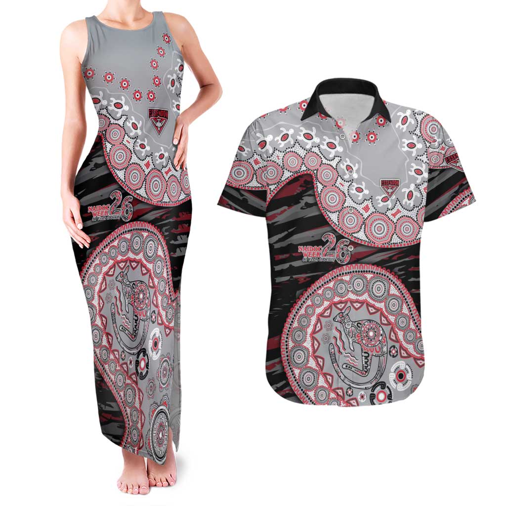 Essendon Bombers NAIDOC Week 2026 Couples Matching Tank Maxi Dress and Hawaiian Shirt Australian Aboriginal Dot Art Dreamtime Pattern Style