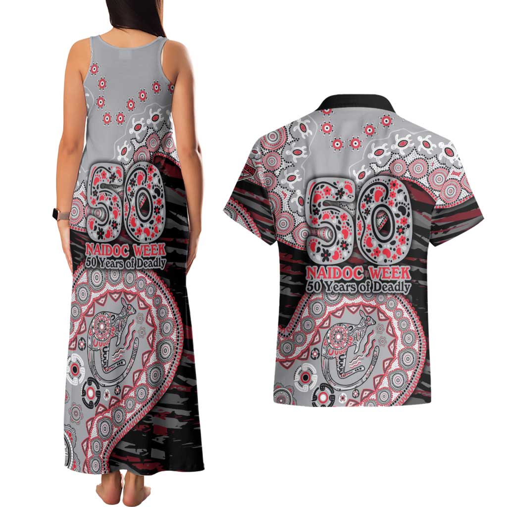 Essendon Bombers NAIDOC Week 2026 Couples Matching Tank Maxi Dress and Hawaiian Shirt Australian Aboriginal Dot Art Dreamtime Pattern Style
