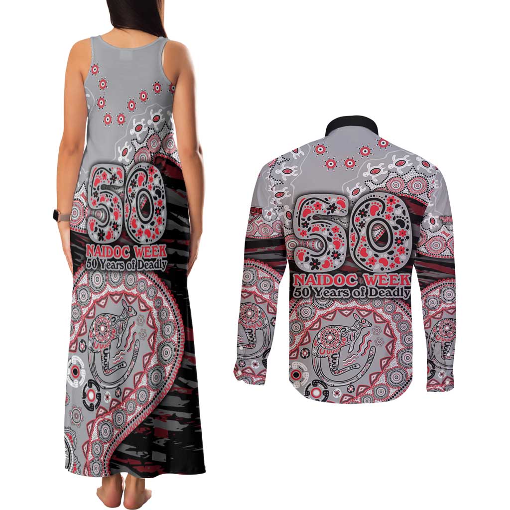 Essendon Bombers NAIDOC Week 2026 Couples Matching Tank Maxi Dress and Long Sleeve Button Shirt Australian Aboriginal Dot Art Dreamtime Pattern Style