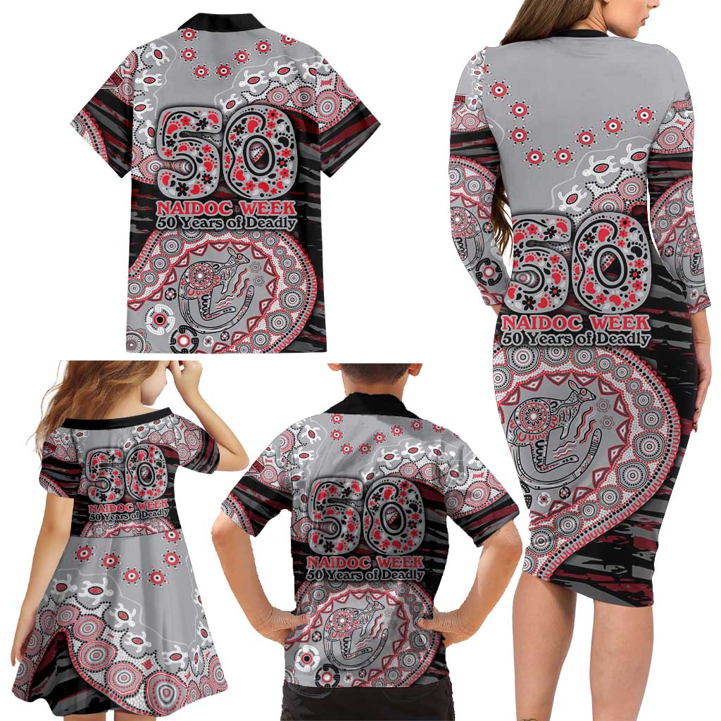 Essendon Bombers NAIDOC Week 2026 Family Matching Long Sleeve Bodycon Dress and Hawaiian Shirt Australian Aboriginal Dot Art Dreamtime Pattern Style