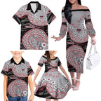 Essendon Bombers NAIDOC Week 2026 Family Matching Off The Shoulder Long Sleeve Dress and Hawaiian Shirt Australian Aboriginal Dot Art Dreamtime Pattern Style