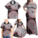Essendon Bombers NAIDOC Week 2026 Family Matching Off Shoulder Maxi Dress and Hawaiian Shirt Australian Aboriginal Dot Art Dreamtime Pattern Style