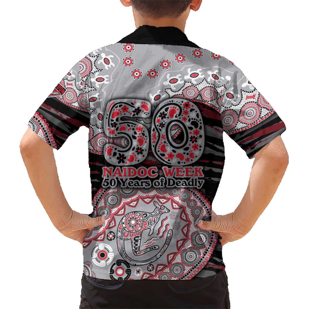 Essendon Bombers NAIDOC Week 2026 Family Matching Off Shoulder Maxi Dress and Hawaiian Shirt Australian Aboriginal Dot Art Dreamtime Pattern Style