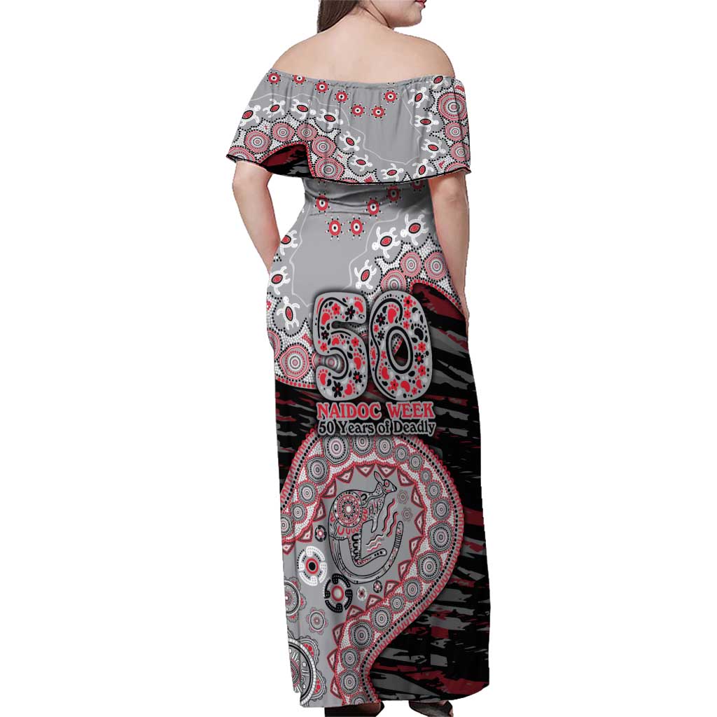 Essendon Bombers NAIDOC Week 2026 Family Matching Off Shoulder Maxi Dress and Hawaiian Shirt Australian Aboriginal Dot Art Dreamtime Pattern Style