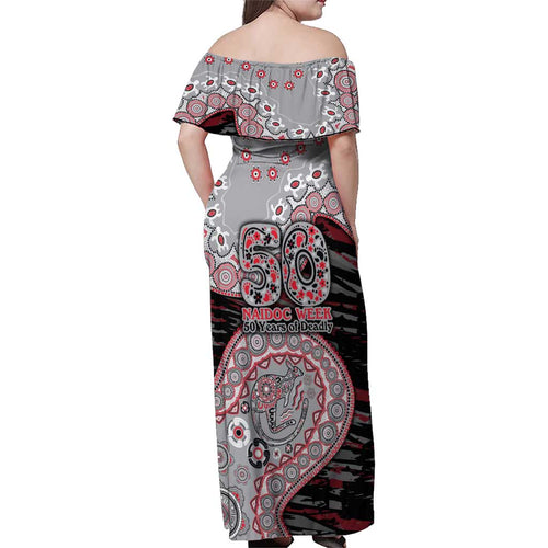 Essendon Bombers NAIDOC Week 2026 Family Matching Off Shoulder Maxi Dress and Hawaiian Shirt Australian Aboriginal Dot Art Dreamtime Pattern Style