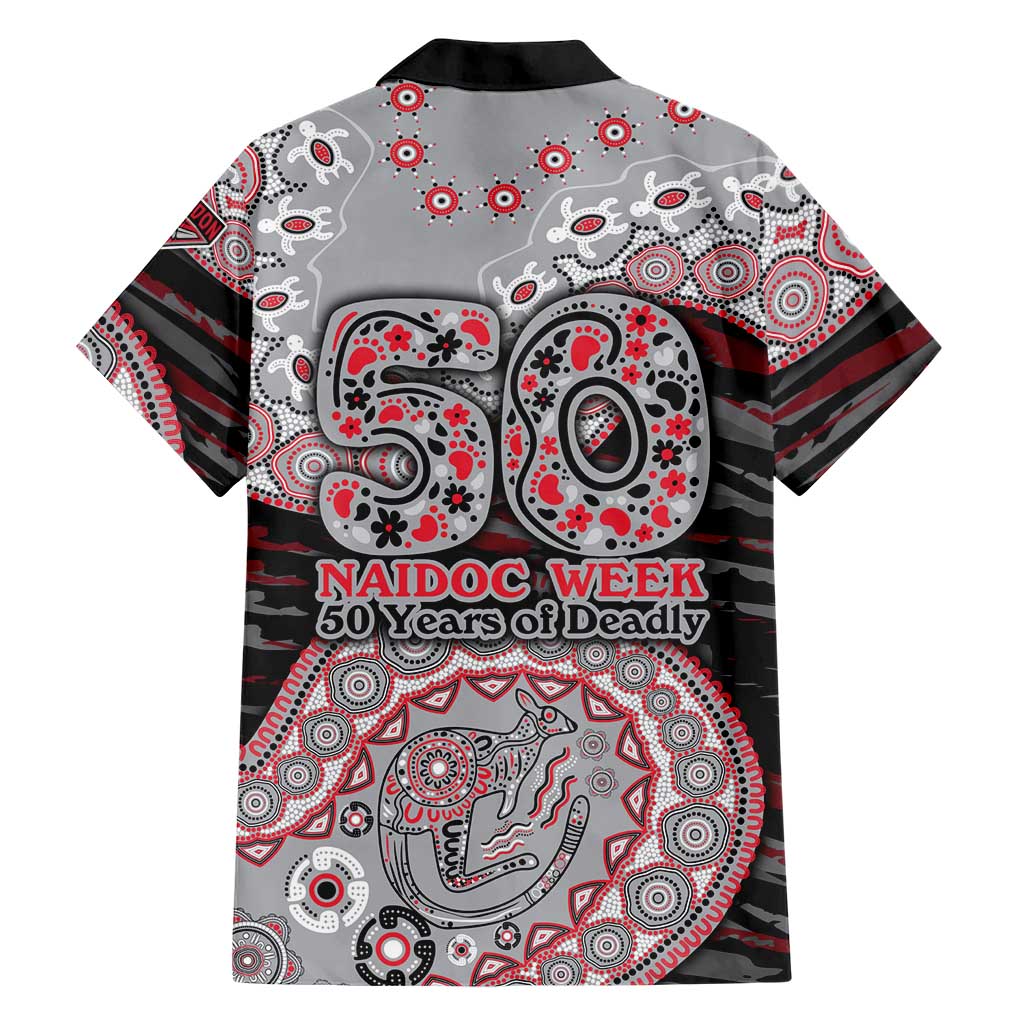 Essendon Bombers NAIDOC Week 2026 Family Matching Off Shoulder Short Dress and Hawaiian Shirt Australian Aboriginal Dot Art Dreamtime Pattern Style