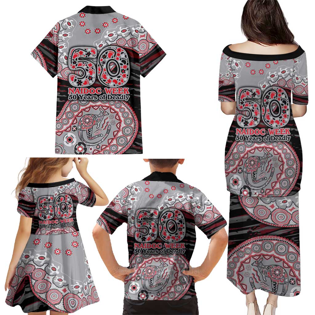 Essendon Bombers NAIDOC Week 2026 Family Matching Puletasi and Hawaiian Shirt Australian Aboriginal Dot Art Dreamtime Pattern Style