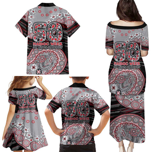 Essendon Bombers NAIDOC Week 2026 Family Matching Puletasi and Hawaiian Shirt Australian Aboriginal Dot Art Dreamtime Pattern Style