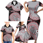 Essendon Bombers NAIDOC Week 2026 Family Matching Short Sleeve Bodycon Dress and Hawaiian Shirt Australian Aboriginal Dot Art Dreamtime Pattern Style