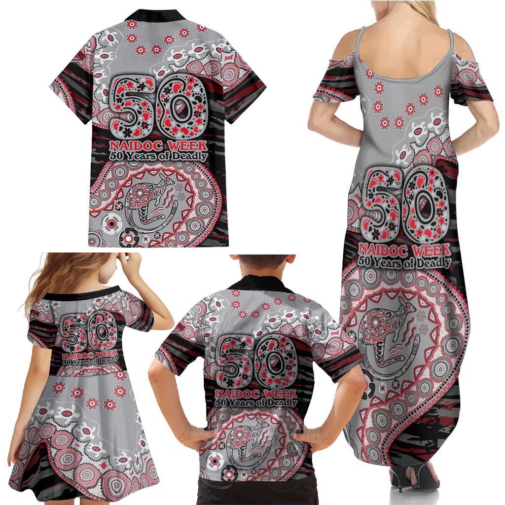 Essendon Bombers NAIDOC Week 2026 Family Matching Summer Maxi Dress and Hawaiian Shirt Australian Aboriginal Dot Art Dreamtime Pattern Style