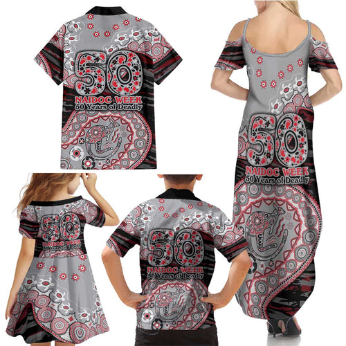 Essendon Bombers NAIDOC Week 2026 Family Matching Summer Maxi Dress and Hawaiian Shirt Australian Aboriginal Dot Art Dreamtime Pattern Style