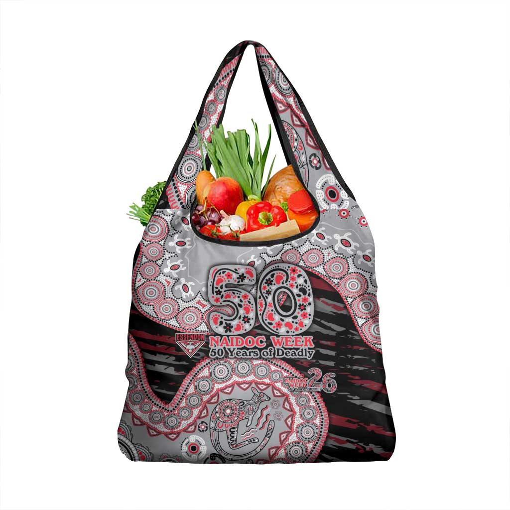 Essendon Bombers NAIDOC Week 2026 Grocery Bag Australian Aboriginal Dot Art Dreamtime Pattern Style