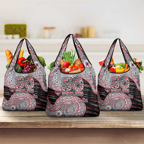 Essendon Bombers NAIDOC Week 2026 Grocery Bag Australian Aboriginal Dot Art Dreamtime Pattern Style