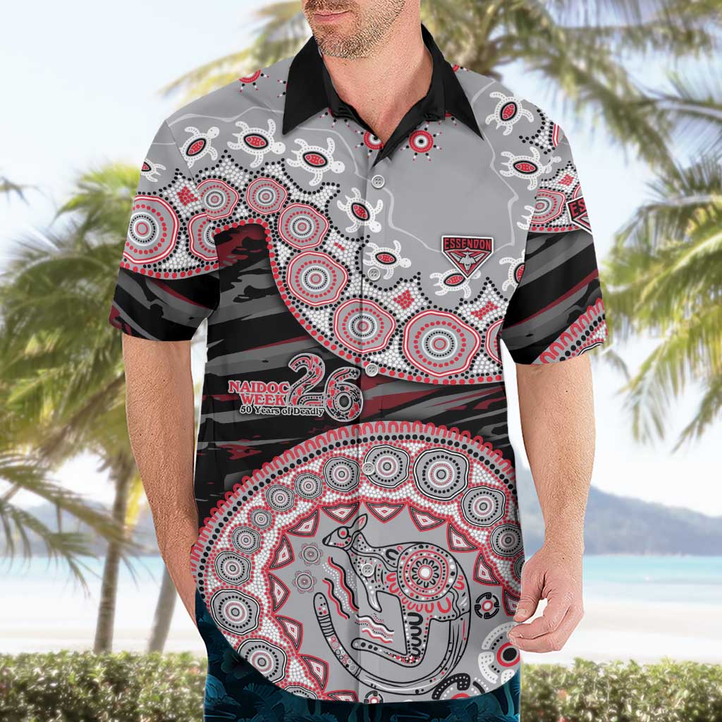Essendon Bombers NAIDOC Week 2026 Hawaiian Shirt Australian Aboriginal Dot Art Dreamtime Pattern Style