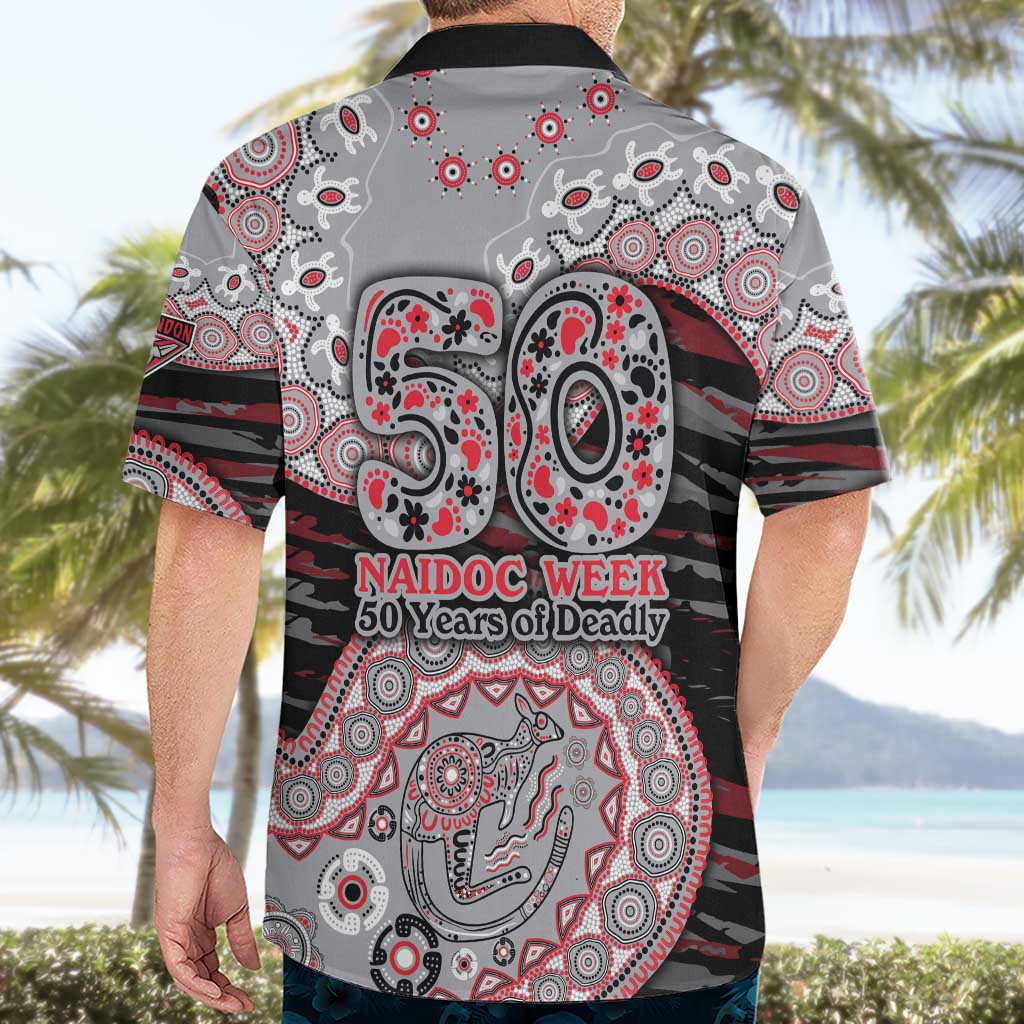 Essendon Bombers NAIDOC Week 2026 Hawaiian Shirt Australian Aboriginal Dot Art Dreamtime Pattern Style