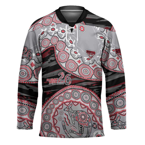 Essendon Bombers NAIDOC Week 2026 Hockey Jersey Australian Aboriginal Dot Art Dreamtime Pattern Style