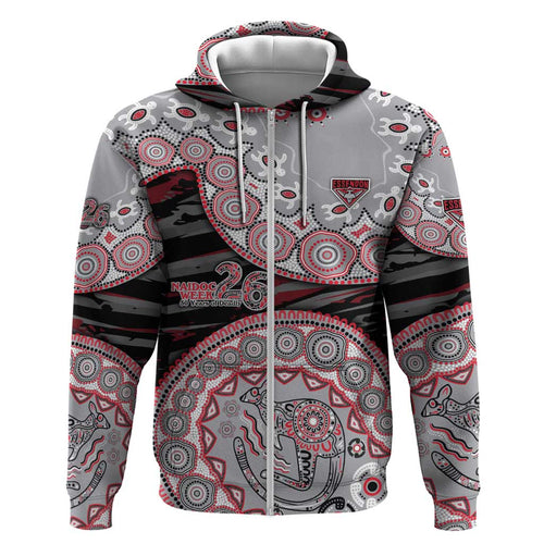 Essendon Bombers NAIDOC Week 2026 Hoodie Australian Aboriginal Dot Art Dreamtime Pattern Style