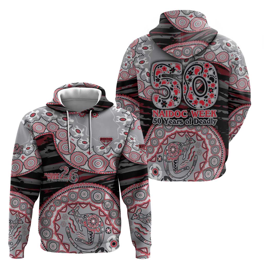 Essendon Bombers NAIDOC Week 2026 Hoodie Australian Aboriginal Dot Art Dreamtime Pattern Style