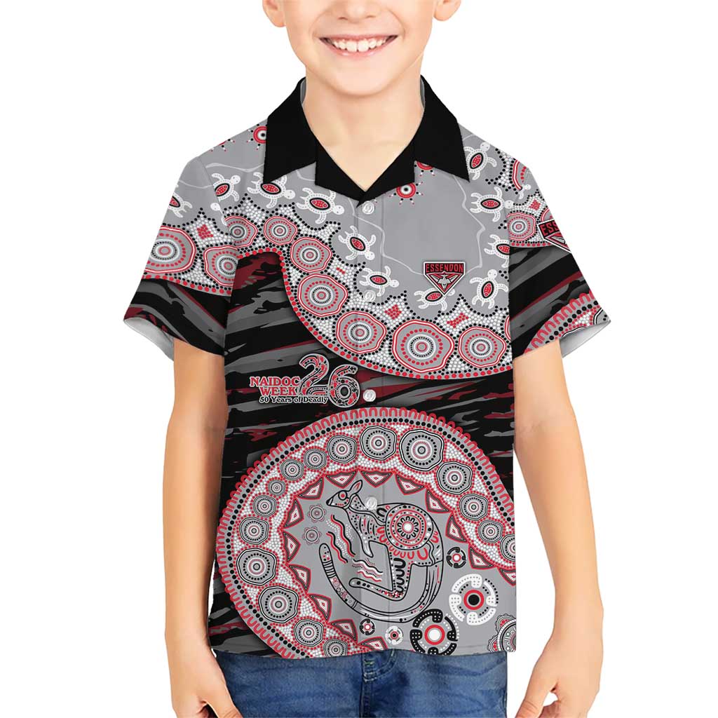 Essendon Bombers NAIDOC Week 2026 Kid Hawaiian Shirt Australian Aboriginal Dot Art Dreamtime Pattern Style