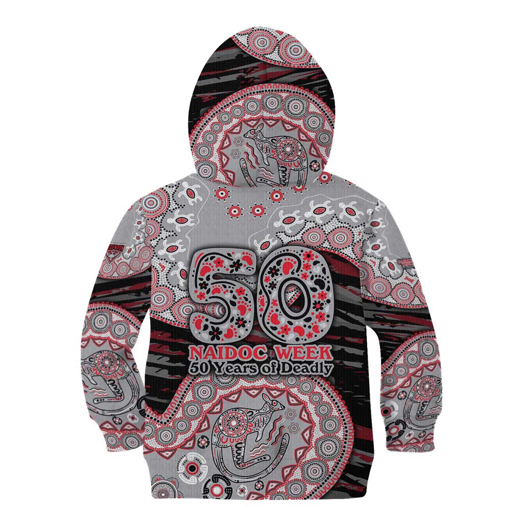 Essendon Bombers NAIDOC Week 2026 Kid Hoodie Australian Aboriginal Dot Art Dreamtime Pattern Style