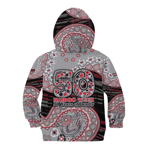 Essendon Bombers NAIDOC Week 2026 Kid Hoodie Australian Aboriginal Dot Art Dreamtime Pattern Style