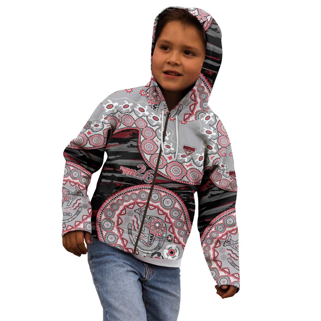 Essendon Bombers NAIDOC Week 2026 Kid Hoodie Australian Aboriginal Dot Art Dreamtime Pattern Style