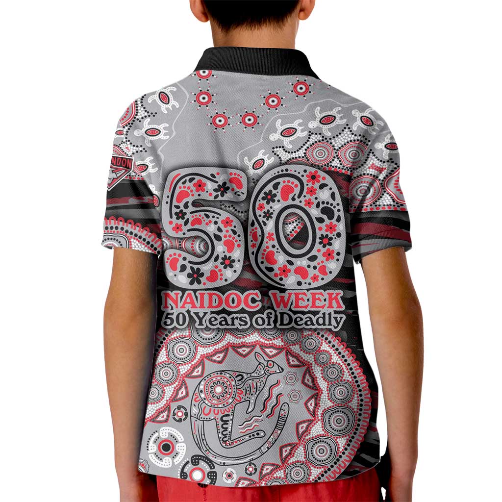 Essendon Bombers NAIDOC Week 2026 Kid Polo Shirt Australian Aboriginal Dot Art Dreamtime Pattern Style