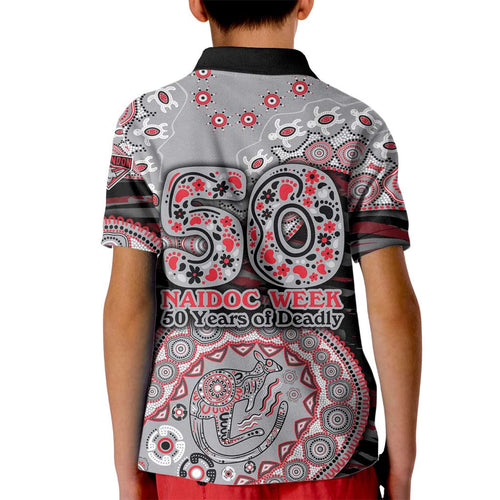 Essendon Bombers NAIDOC Week 2026 Kid Polo Shirt Australian Aboriginal Dot Art Dreamtime Pattern Style