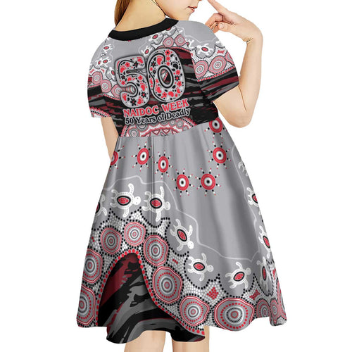 Essendon Bombers NAIDOC Week 2026 Kid Short Sleeve Dress Australian Aboriginal Dot Art Dreamtime Pattern Style