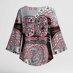 Essendon Bombers NAIDOC Week 2026 Kimono Sleeve Blouse Australian Aboriginal Dot Art Dreamtime Pattern Style