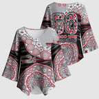 Essendon Bombers NAIDOC Week 2026 Kimono Sleeve Blouse Australian Aboriginal Dot Art Dreamtime Pattern Style