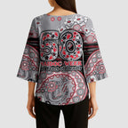 Essendon Bombers NAIDOC Week 2026 Kimono Sleeve Blouse Australian Aboriginal Dot Art Dreamtime Pattern Style