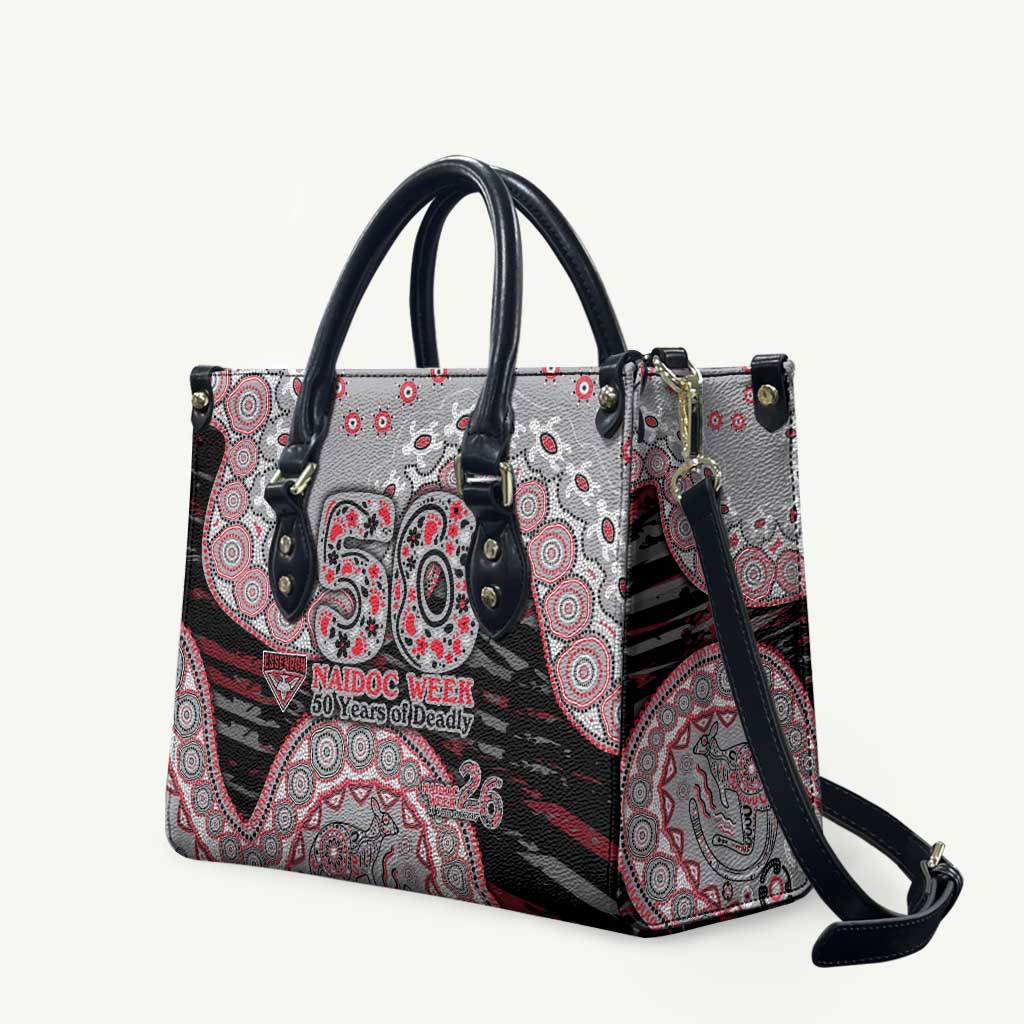 Essendon Bombers NAIDOC Week 2026 Leather Bag Australian Aboriginal Dot Art Dreamtime Pattern Style