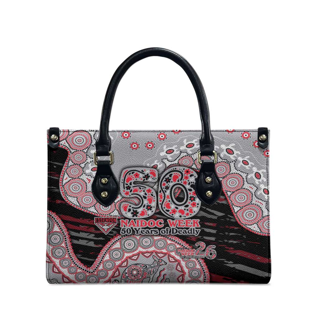 Essendon Bombers NAIDOC Week 2026 Leather Bag Australian Aboriginal Dot Art Dreamtime Pattern Style
