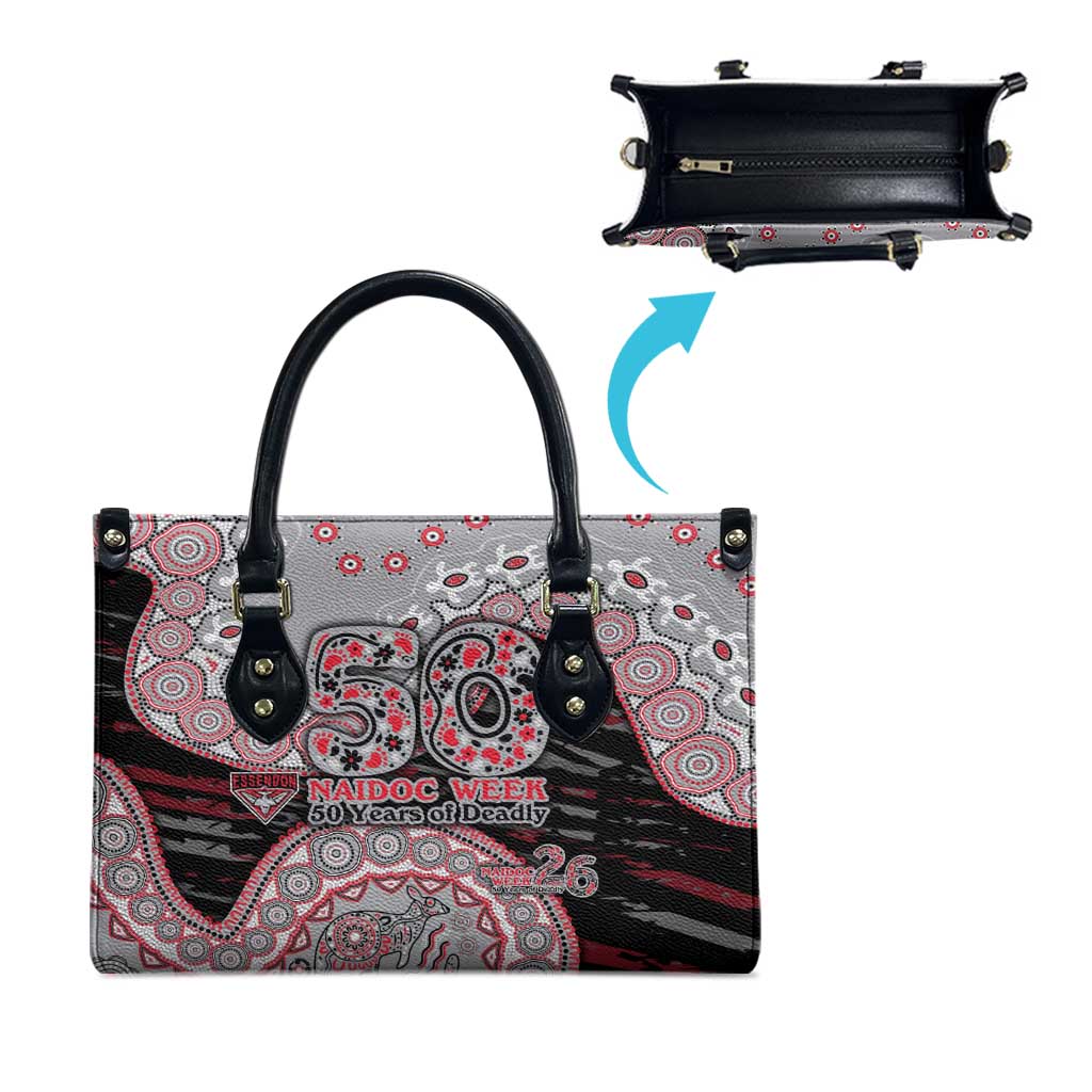 Essendon Bombers NAIDOC Week 2026 Leather Bag Australian Aboriginal Dot Art Dreamtime Pattern Style