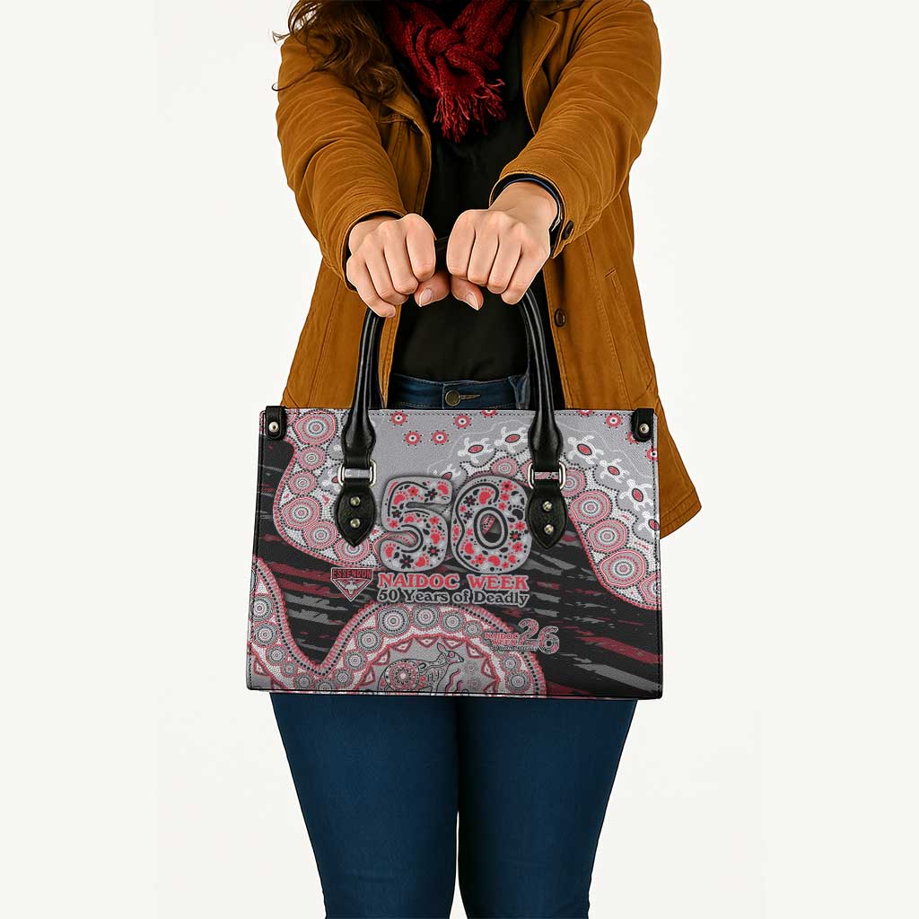 Essendon Bombers NAIDOC Week 2026 Leather Bag Australian Aboriginal Dot Art Dreamtime Pattern Style