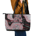 Essendon Bombers NAIDOC Week 2026 Leather Tote Bag Australian Aboriginal Dot Art Dreamtime Pattern Style