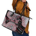 Essendon Bombers NAIDOC Week 2026 Leather Tote Bag Australian Aboriginal Dot Art Dreamtime Pattern Style