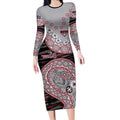 Essendon Bombers NAIDOC Week 2026 Long Sleeve Bodycon Dress Australian Aboriginal Dot Art Dreamtime Pattern Style