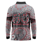 Essendon Bombers NAIDOC Week 2026 Long Sleeve Polo Shirt Australian Aboriginal Dot Art Dreamtime Pattern Style