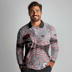 Essendon Bombers NAIDOC Week 2026 Long Sleeve Polo Shirt Australian Aboriginal Dot Art Dreamtime Pattern Style