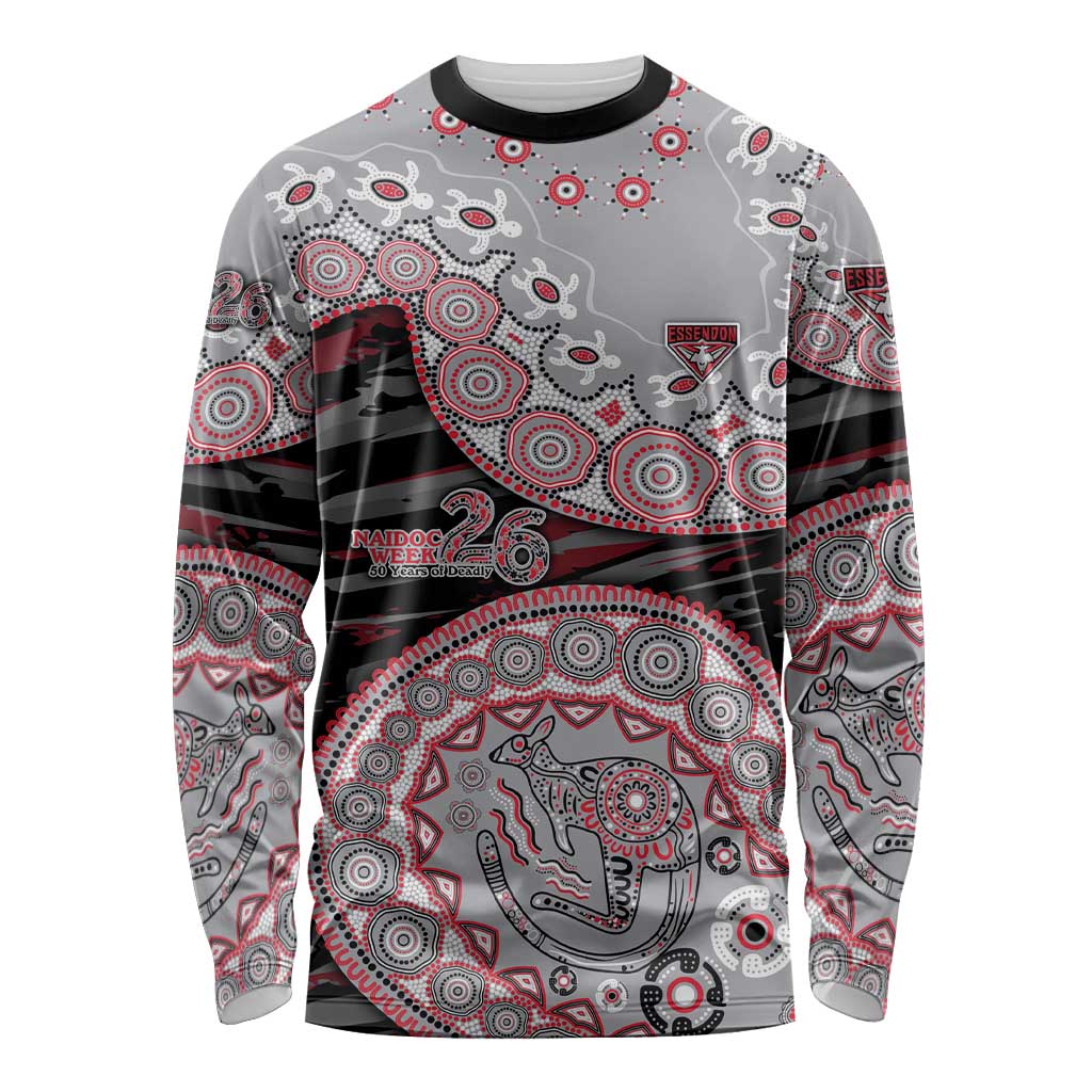 Essendon Bombers NAIDOC Week 2026 Long Sleeve Shirt Australian Aboriginal Dot Art Dreamtime Pattern Style