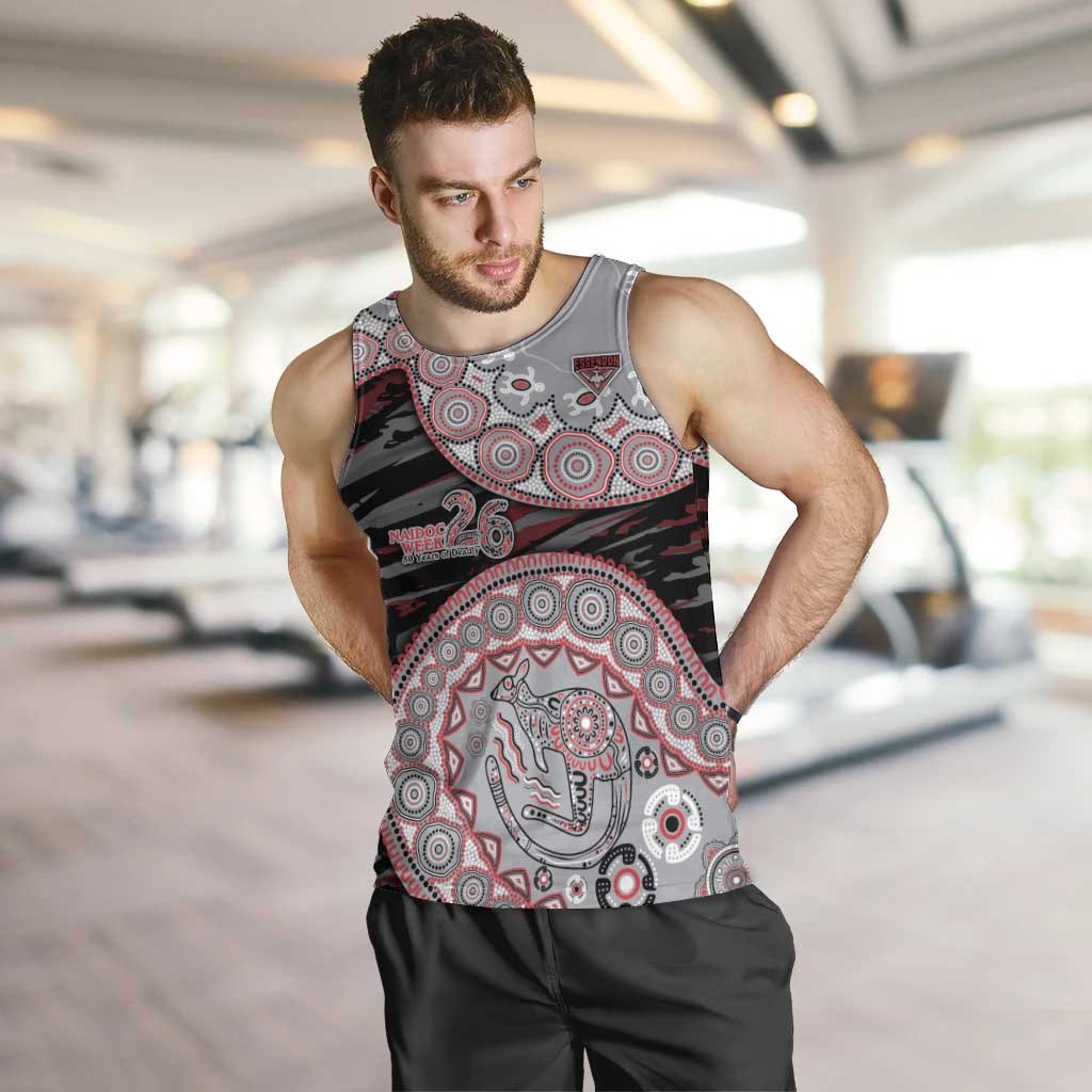 Essendon Bombers NAIDOC Week 2026 Men Tank Top Australian Aboriginal Dot Art Dreamtime Pattern Style