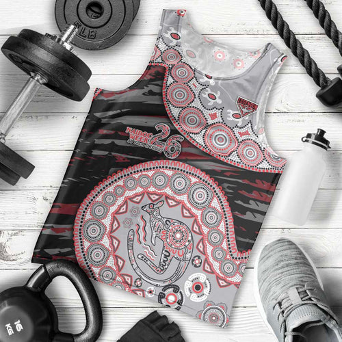 Essendon Bombers NAIDOC Week 2026 Men Tank Top Australian Aboriginal Dot Art Dreamtime Pattern Style