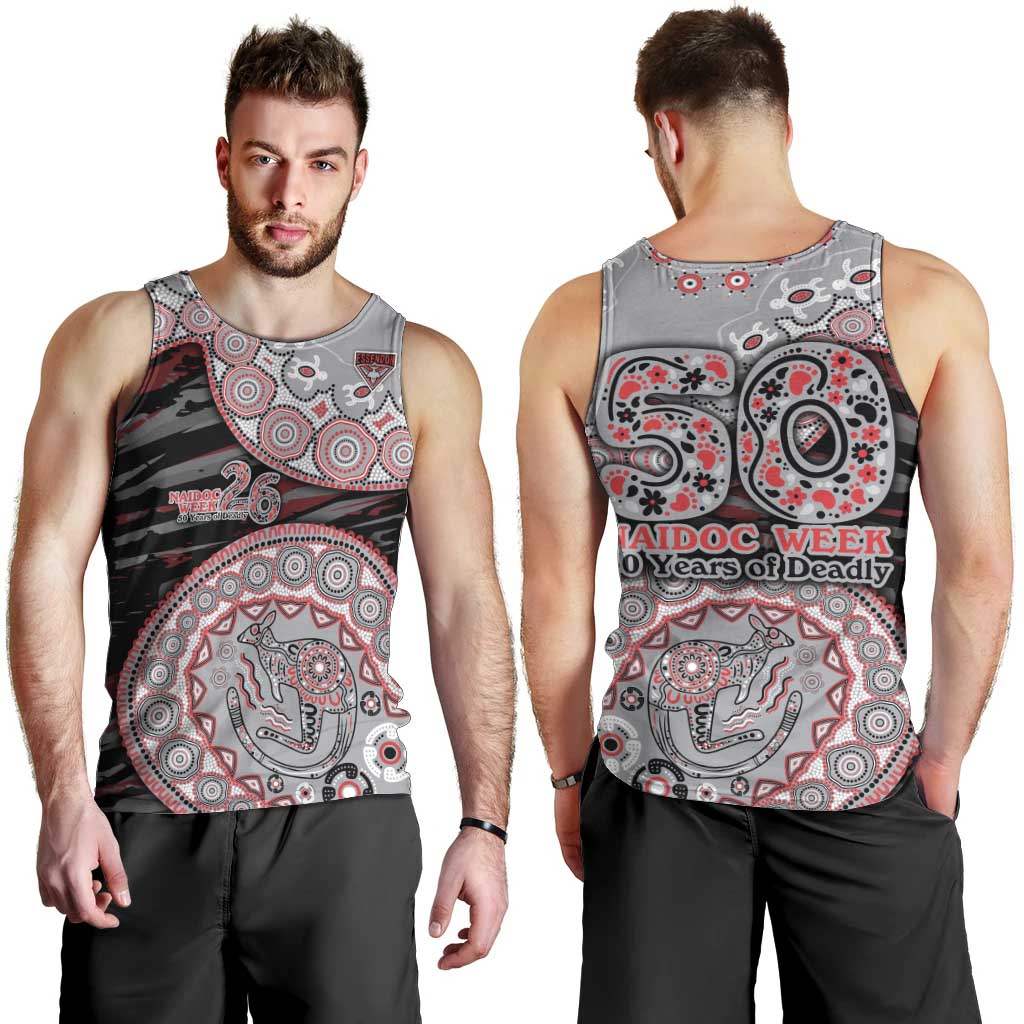 Essendon Bombers NAIDOC Week 2026 Men Tank Top Australian Aboriginal Dot Art Dreamtime Pattern Style
