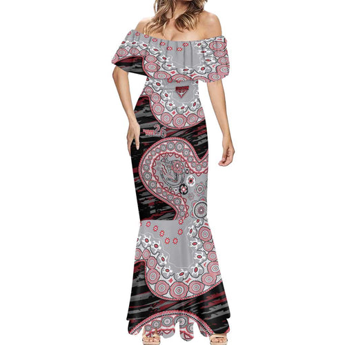 Essendon Bombers NAIDOC Week 2026 Mermaid Dress Australian Aboriginal Dot Art Dreamtime Pattern Style