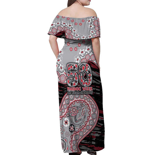Essendon Bombers NAIDOC Week 2026 Off Shoulder Maxi Dress Australian Aboriginal Dot Art Dreamtime Pattern Style