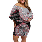 Essendon Bombers NAIDOC Week 2026 Off Shoulder Short Dress Australian Aboriginal Dot Art Dreamtime Pattern Style